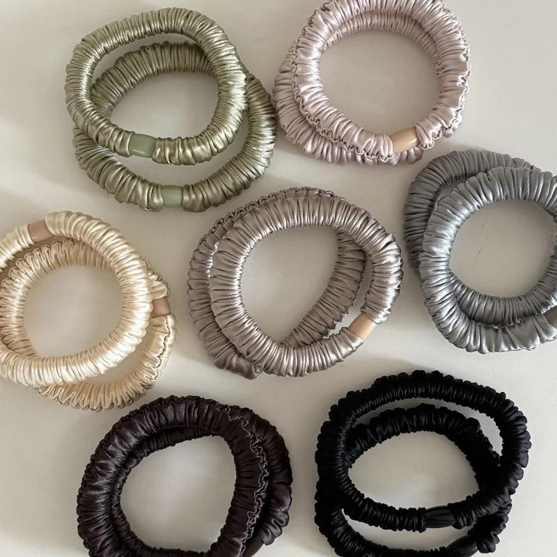 Chouchou élastique en soie pour femmes, couleur unie chouchou satin scrunchie cheveux Élastiques et
