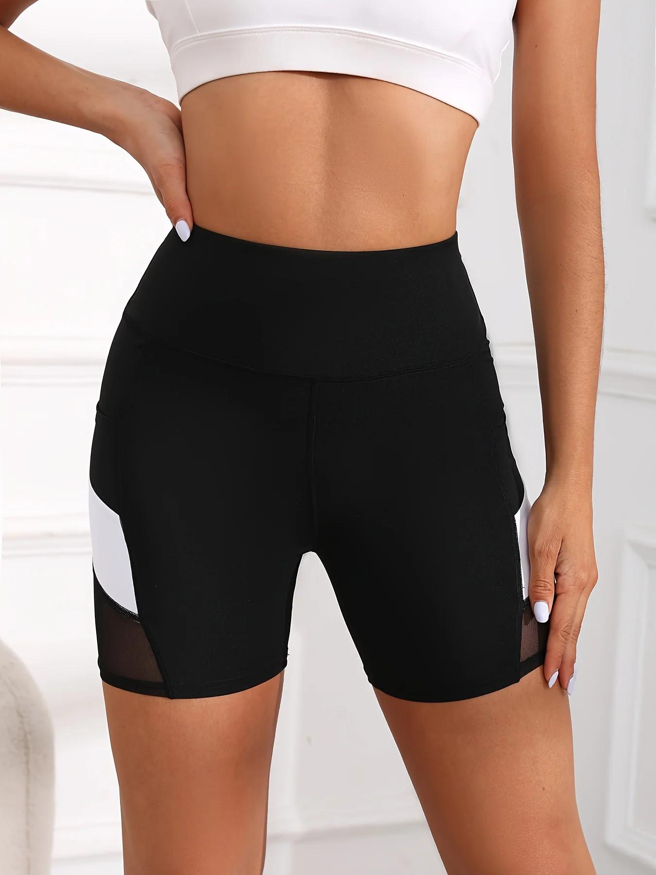 Short de yoga taille haute en maille pour femme avec poches - Confort et style pour vos séances d'exercice