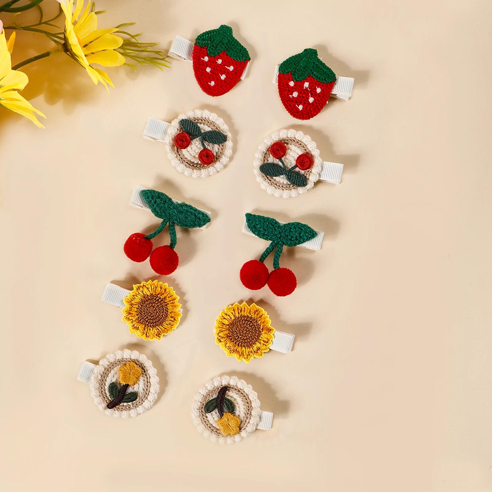 Pinces à cheveux en forme de fraise, cerise, tournesol, combinaison mignonne pour bébé, épingle à ch