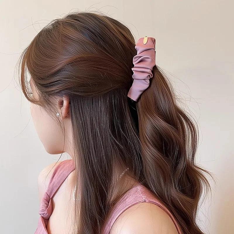 Pince à cheveux banane en Satin pliable, style coréen élégant, solide, pour femmes et filles, orneme