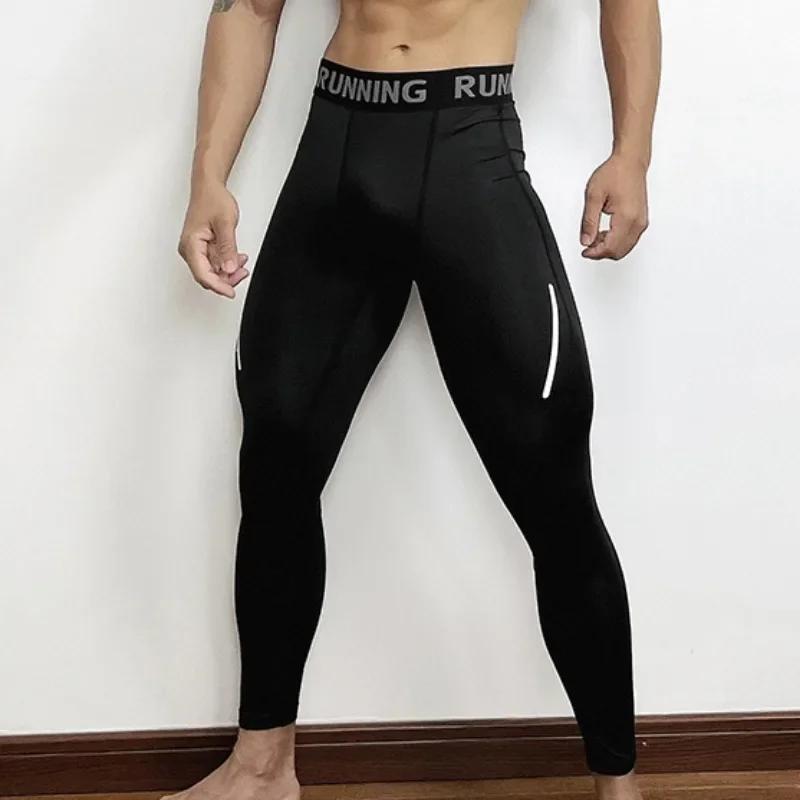 Pantalons de Compression serrés pour hommes, vêtements de Sport à séchage rapide, collants de course