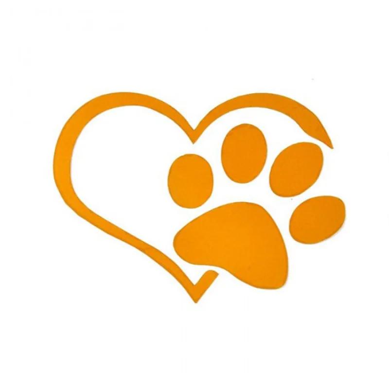 Autocollant très réfléchissant avec empreinte de patte de chien, cœur d'amour, pour pare-chocs de fe
