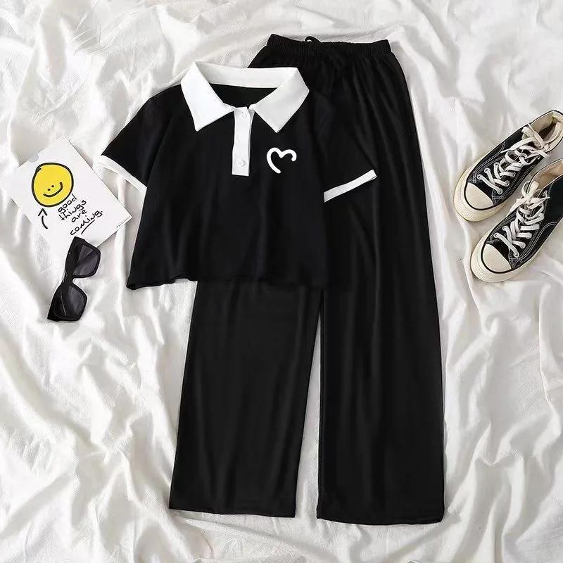 Ensembles de vêtements d'été pour adolescentes, nouveau haut tendance et pantalons à jambes larges,