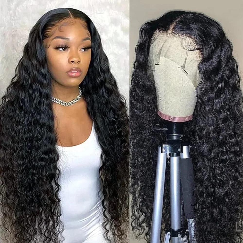 Uly Hair-Perruque de cheveux humains à vague profonde pour femme, dentelle transparente HD, perruque