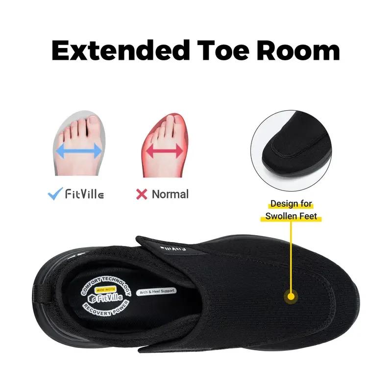 FitVille Extra Large 2E Hommes Chaussures Diabétiques Pour Les Personnes Âgées Orthopédie Pieds Gonf