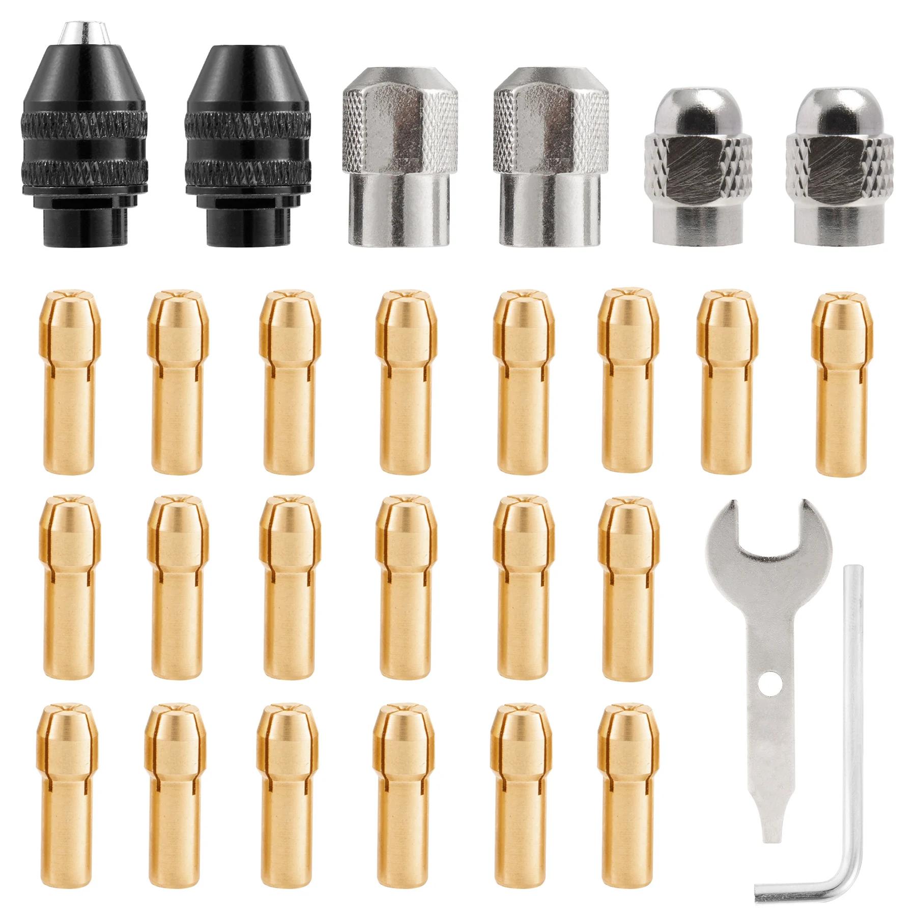 Jeu de pinces de mandrin de forage 28 pièces pour Dremel, 1/32 "à 1/8" remplacement 4486 foret sans