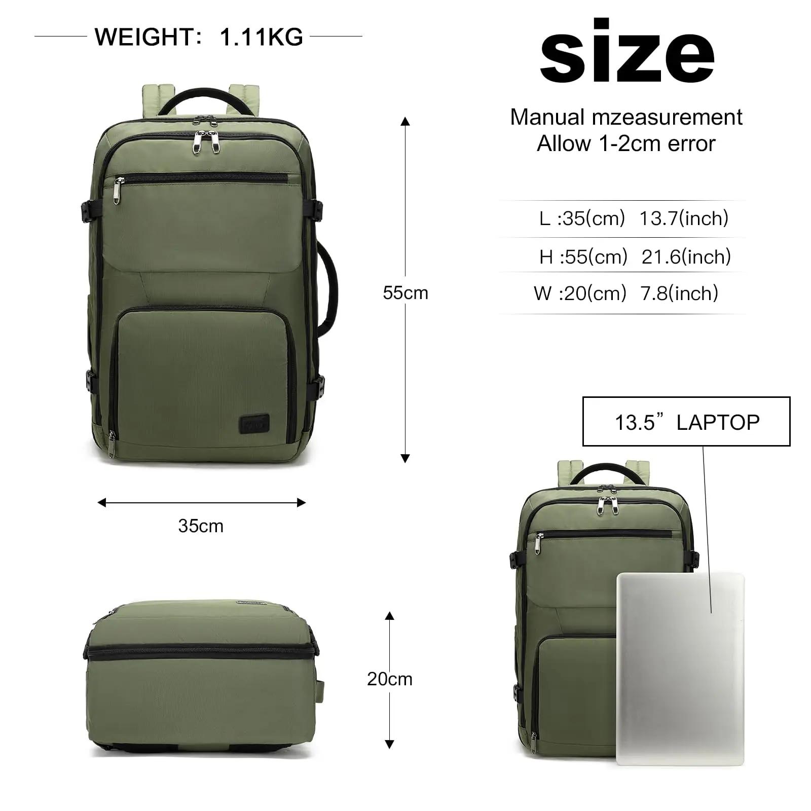 KONO Travel Backpack bagage à main | Imperméable et résistant aux avions | Protège-détons 38L |