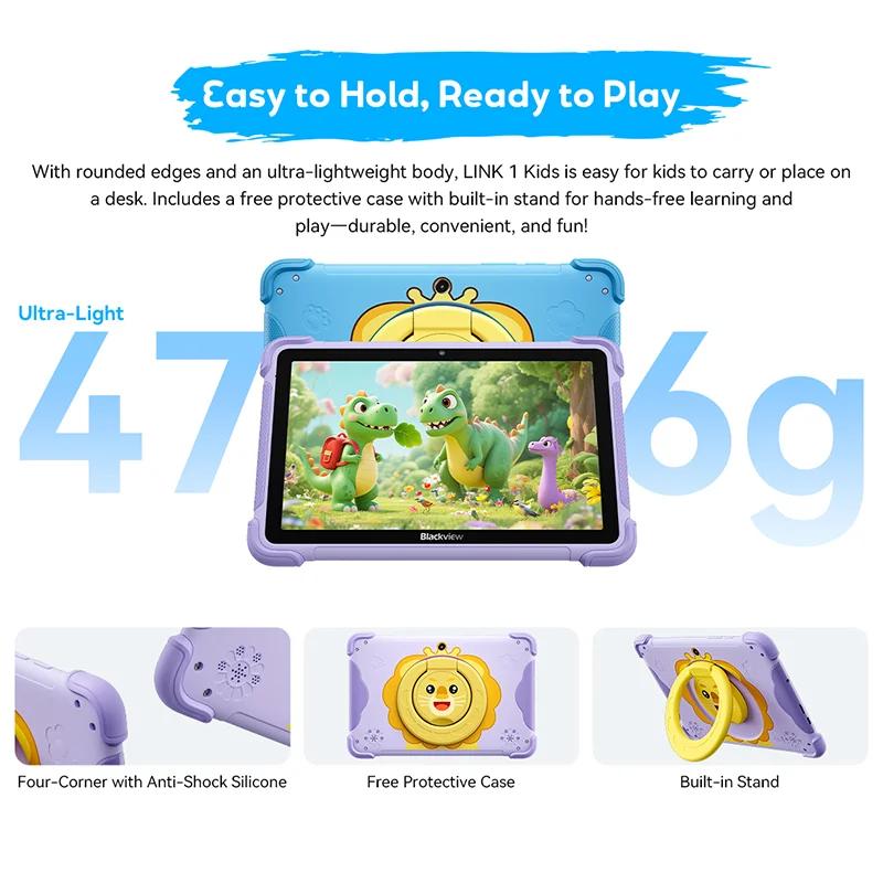 Tablette pour enfants Blackview LINK 1, écran HD IPS de 8,68 pouces, 4 Go de RAM, 64 Go de stockage,