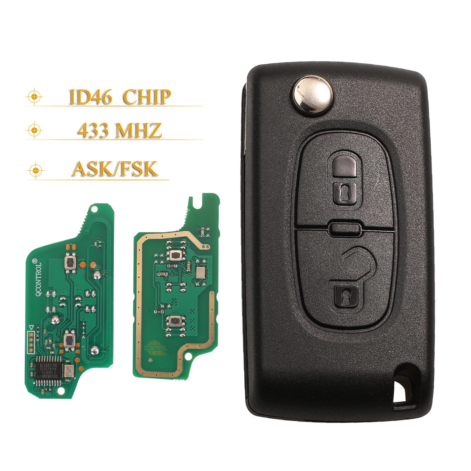 Jingyuqin – clé télécommande de voiture à 2 boutons, 434Mhz, pour citroën C4 C5 C6 C8 Xsara Picasso,