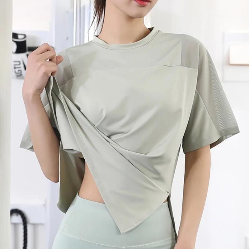 T-Shirt de Yoga pour femmes, séchage rapide, haut d'entraînement d'été, gymnastique, course à pied,