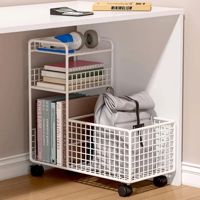 Étagère à livres multicouche pour stockage de documents, chariot multifonction, bureau, salon, snack