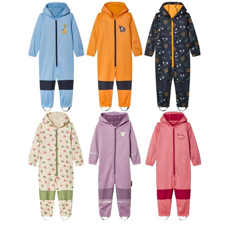 Combinaison softshell pour enfants au printemps et en automne, avec velours ajouté, propriétés imper