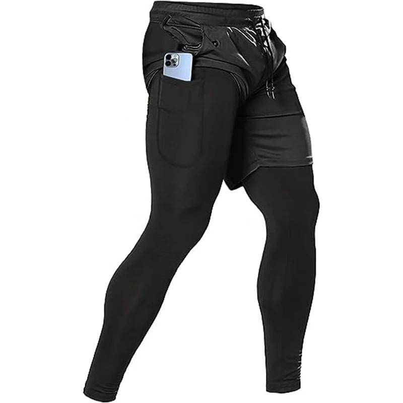 Pantalons de Sport pour hommes 2 en 1, survêtements d'athlétisme, vêtements d'entraînement, de Joggi
