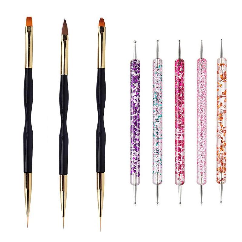 5/20 pièces Nail Art brosse conception pointe peinture dessin sculpture pointillage stylo FlatFan Li