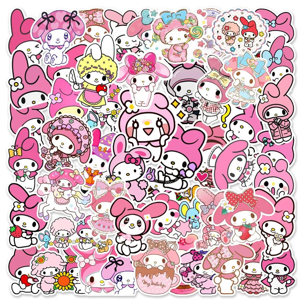 50/100 pièces Kawaii ma mélodie Kuromi Hello Kitty autocollants pour enfants filles bricolage ordina
