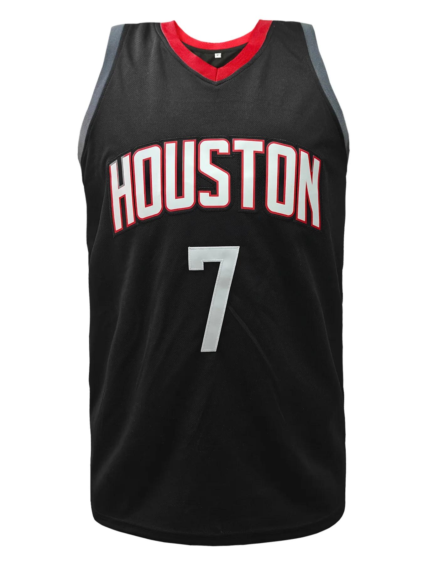 Hommes # 7 maillot de sport de basket-ball rétro noir, sweat-shirt brodé sans manches respirant, uni