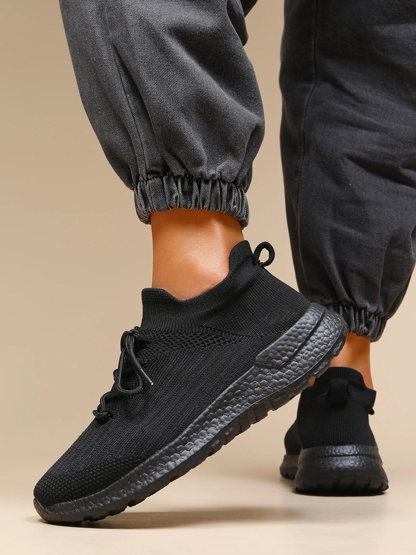 Chaussures course homme maille tissée - Baskets respirantes élastiques été avec chaussettes