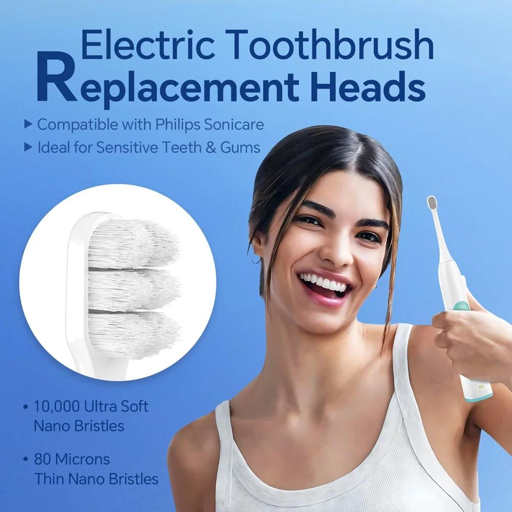 Têtes de brosse à dents de rechange ultra douces, compatibles avec la brosse à dents électrique Phil