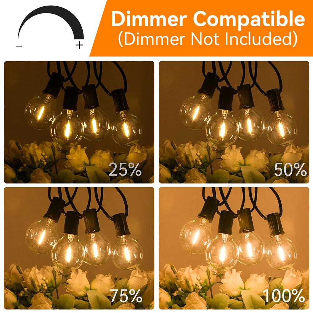 Guirxiété lumineuse LED avec ampoule rétro, 150 pieds, G40, nickel é, connectable, Noël, jardin, déc