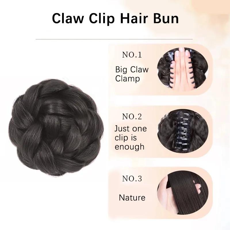 Perruque chignon tressé synthétique pour femme avec pince à cheveux, accessoires capillaires