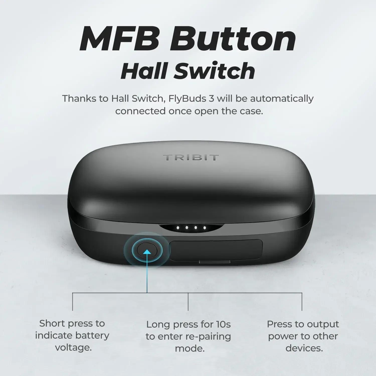 TriBit FlyBuds 3 TWS Écouteurs Bluetooth IPX8 Étanche 100 Heures De Jeu Casque sans Fil Tactile Cont