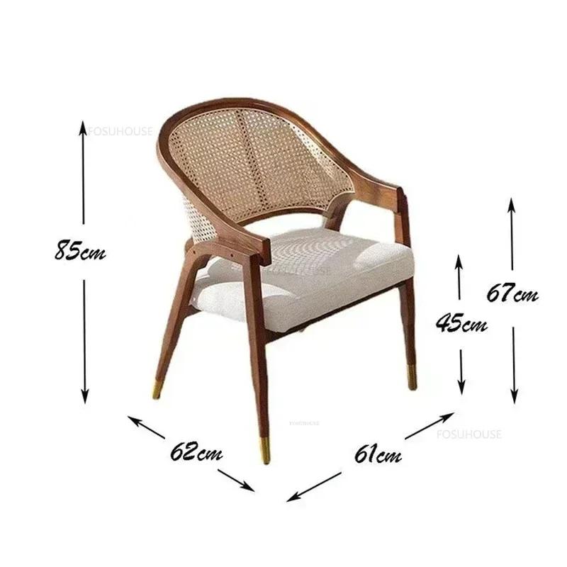 Chaises de salle à manger rétro nordiques, meubles de maison en bois massif et rotin, chaise de lois