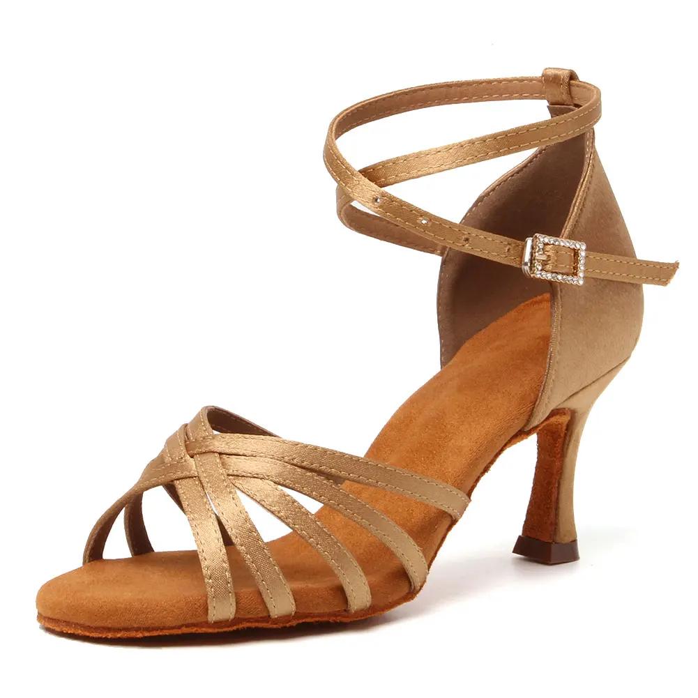 Chaussures de danse latine femme talons hauts - Tango et salon en daim, talons cubains confortables