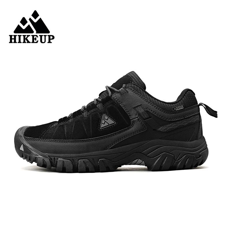 HIKEUP-Chaussures de randonnée en cuir durable pour hommes, baskets de marche en plein air, semelle