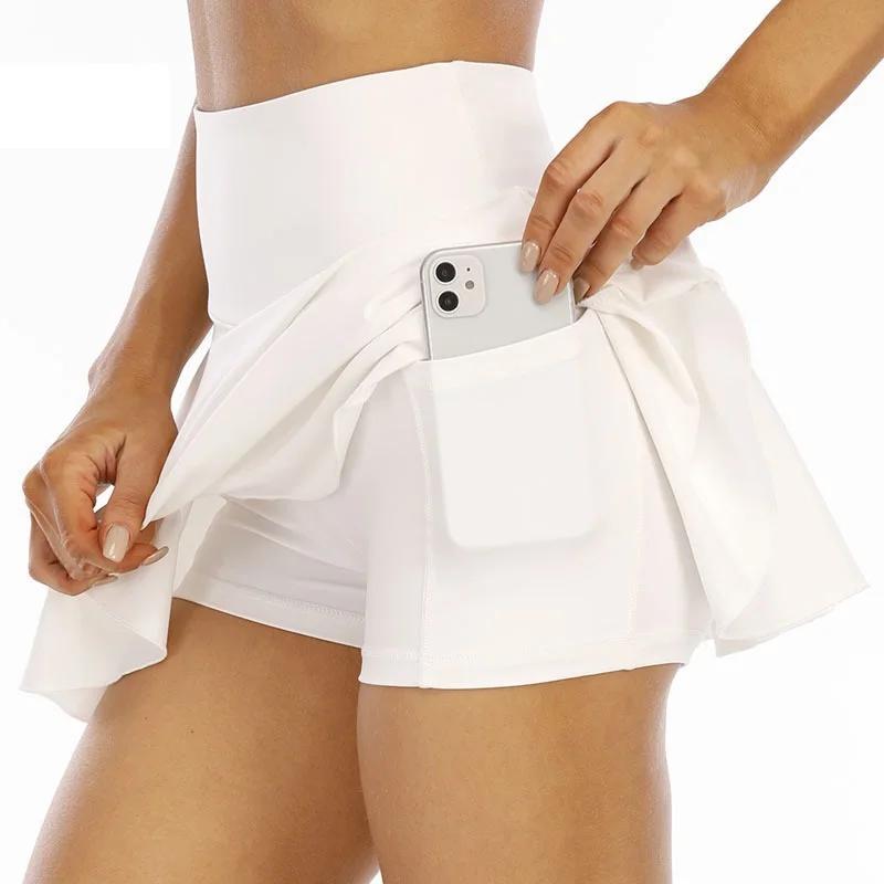 Jupes de Tennis à poches cachées pour femmes, jupe plissée de sport, de Golf, couleur bonbon, short