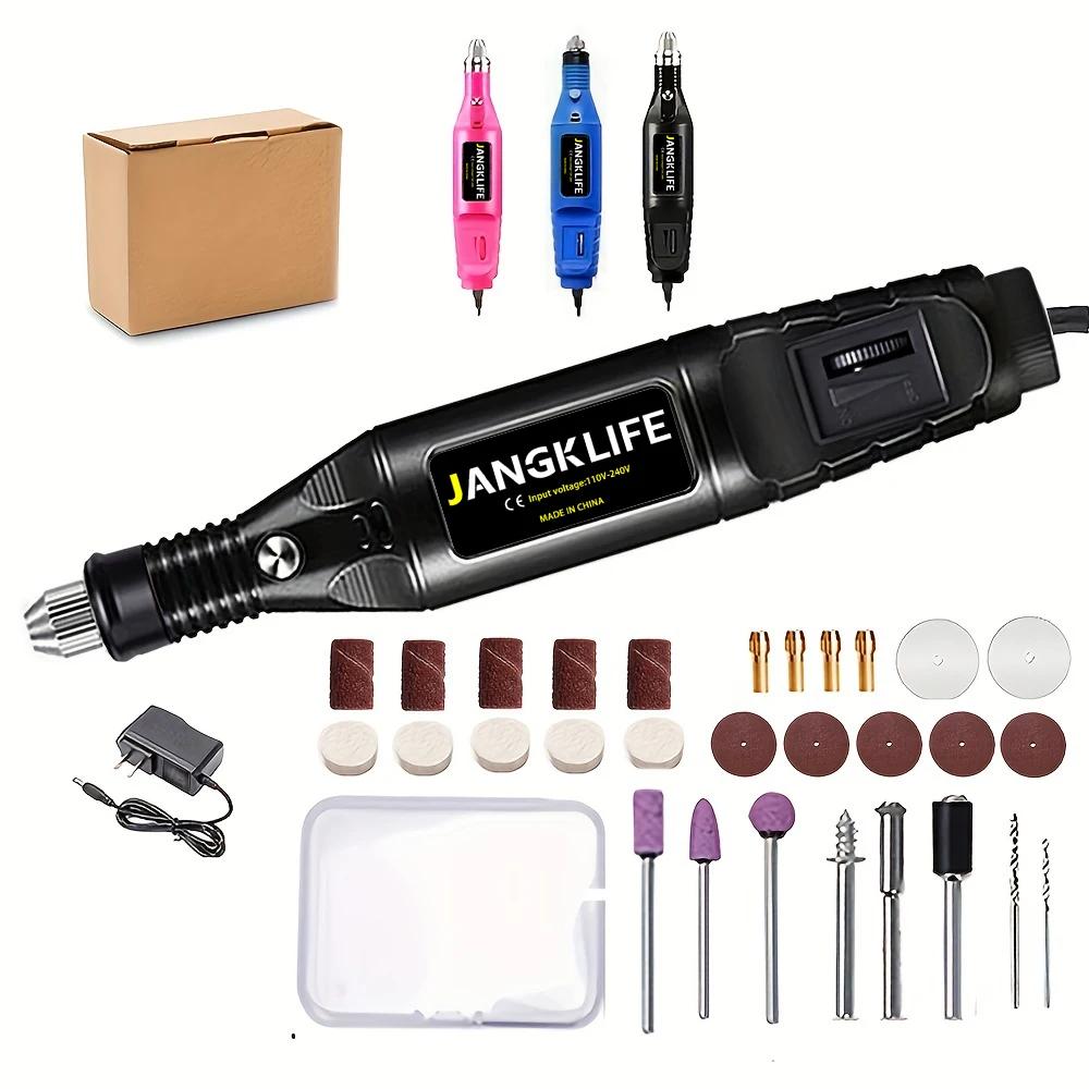 JANGKLIFE 9V Mini perceuse électrique stylo de sculpture vitesse Variable outils rotatifs Kit graveu
