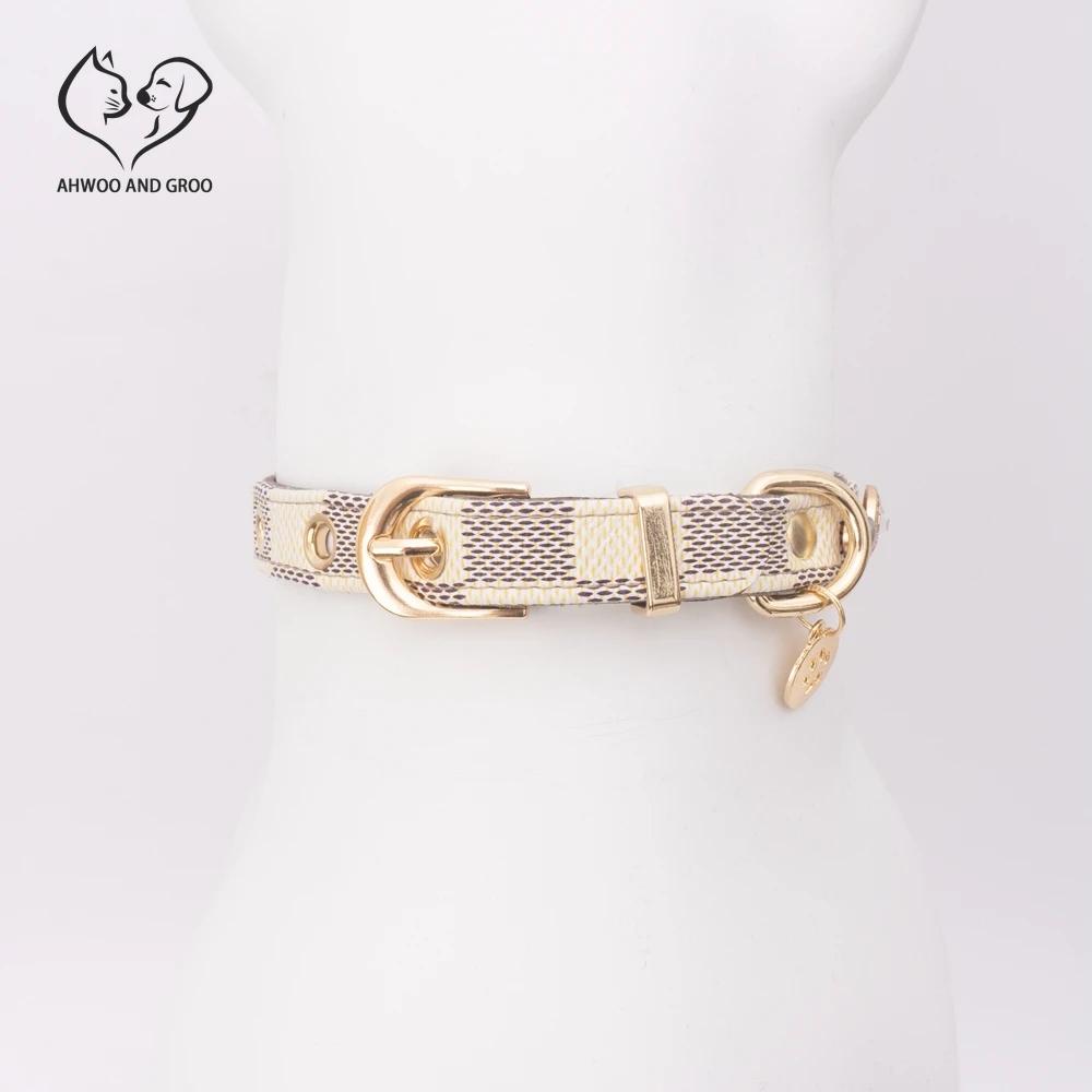 Collier de luxe pour chat, collier pour animaux de compagnie trèfle porte-bonheur, en cuir PU, régla