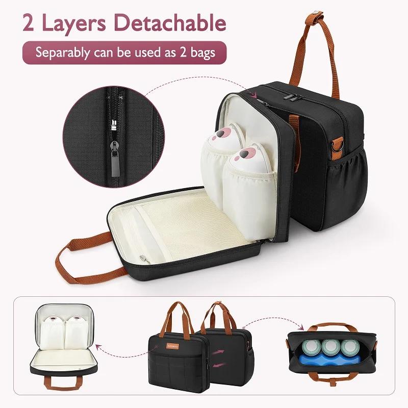 Sac de tire-lait détachable avec sac de glace, sac de voyage Portable à Double couche pour refroidis