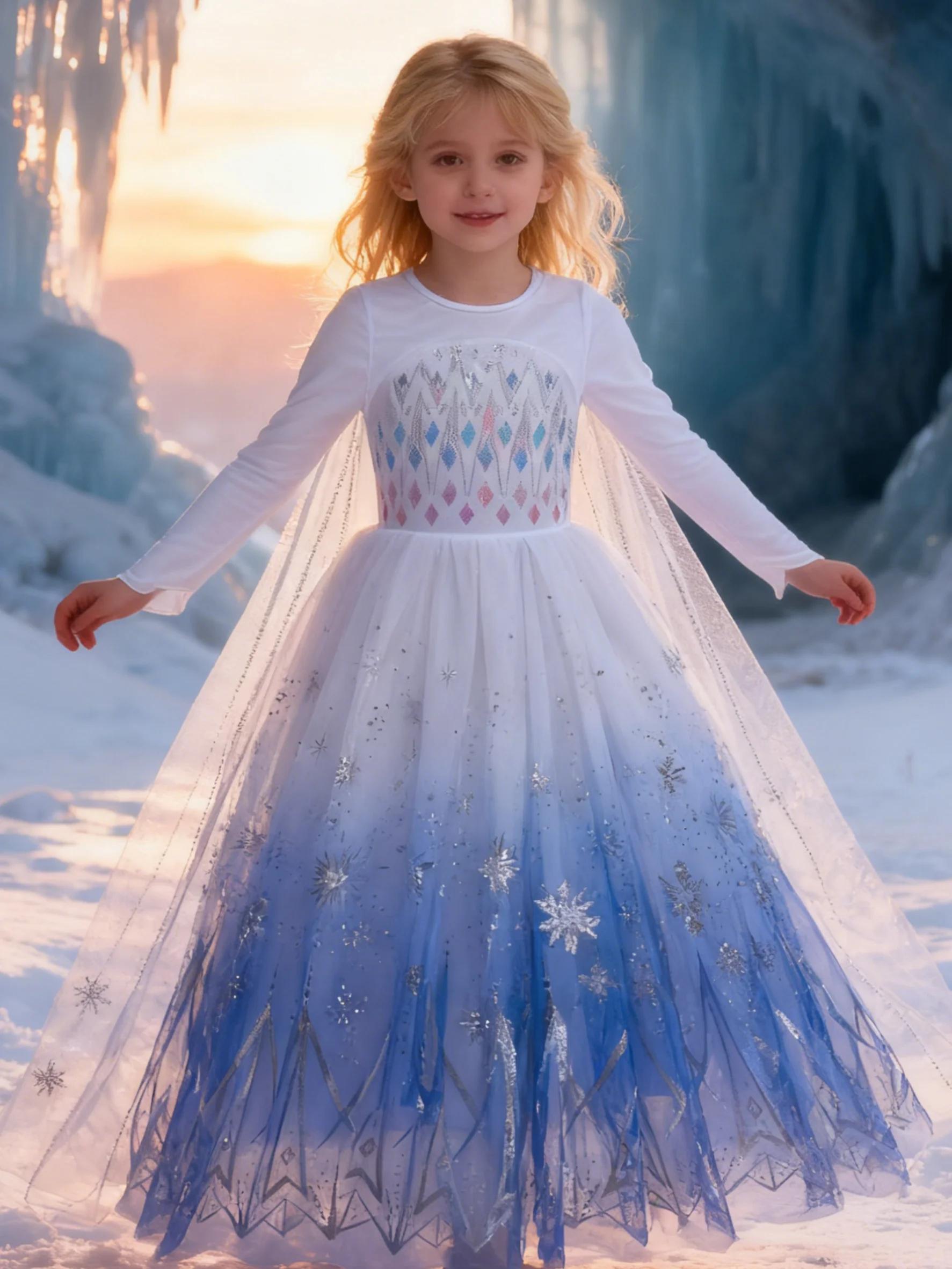Elsa Anna enfant princesse filles robe Rapunzal enfants Cosplay Halloween robes enfants Costume robe