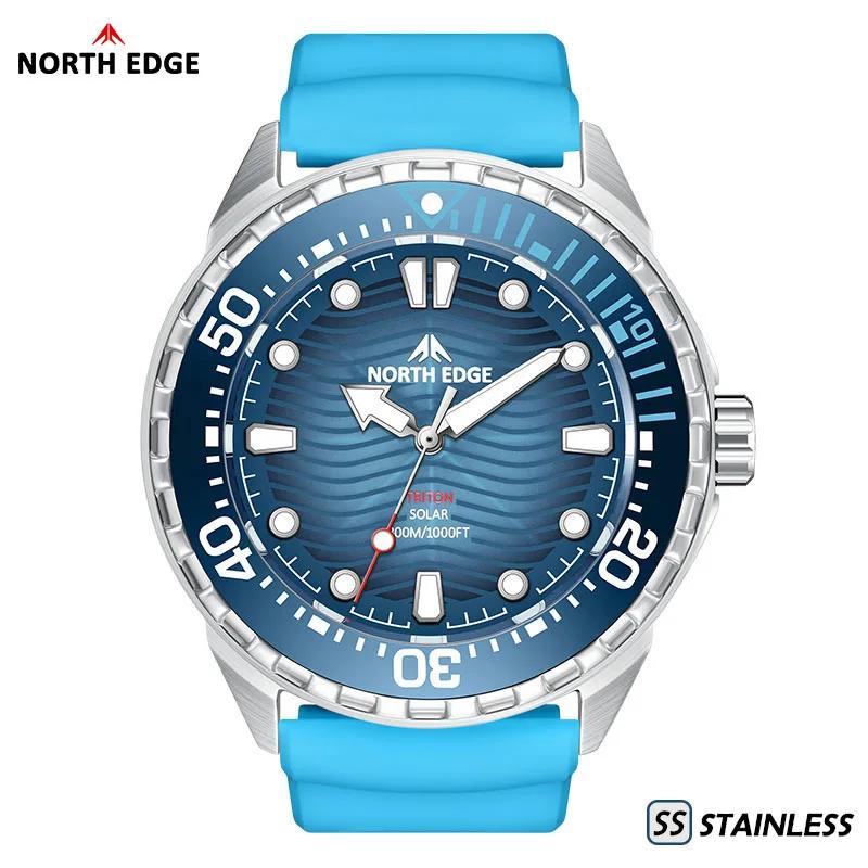 Montre de plongée solaire en titane et acier inoxydable NORTH EDGE TRITON-TI, montres à quartz de lu