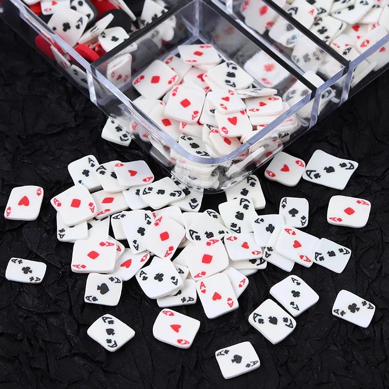 Cartes à jouer accessoires pour ongles breloques à assembler soi-même pique un Poker tranches d'argi