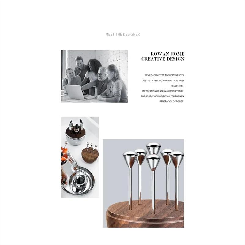 Porte-cure-dents décoratif en acier inoxydable B23B, modèle de luxe avec Base en noyer pour décorati