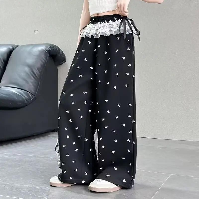 Pantalons à nœuds pour filles, UNITIM, pantalons à jambes larges imprimés pour adolescentes, pantalo