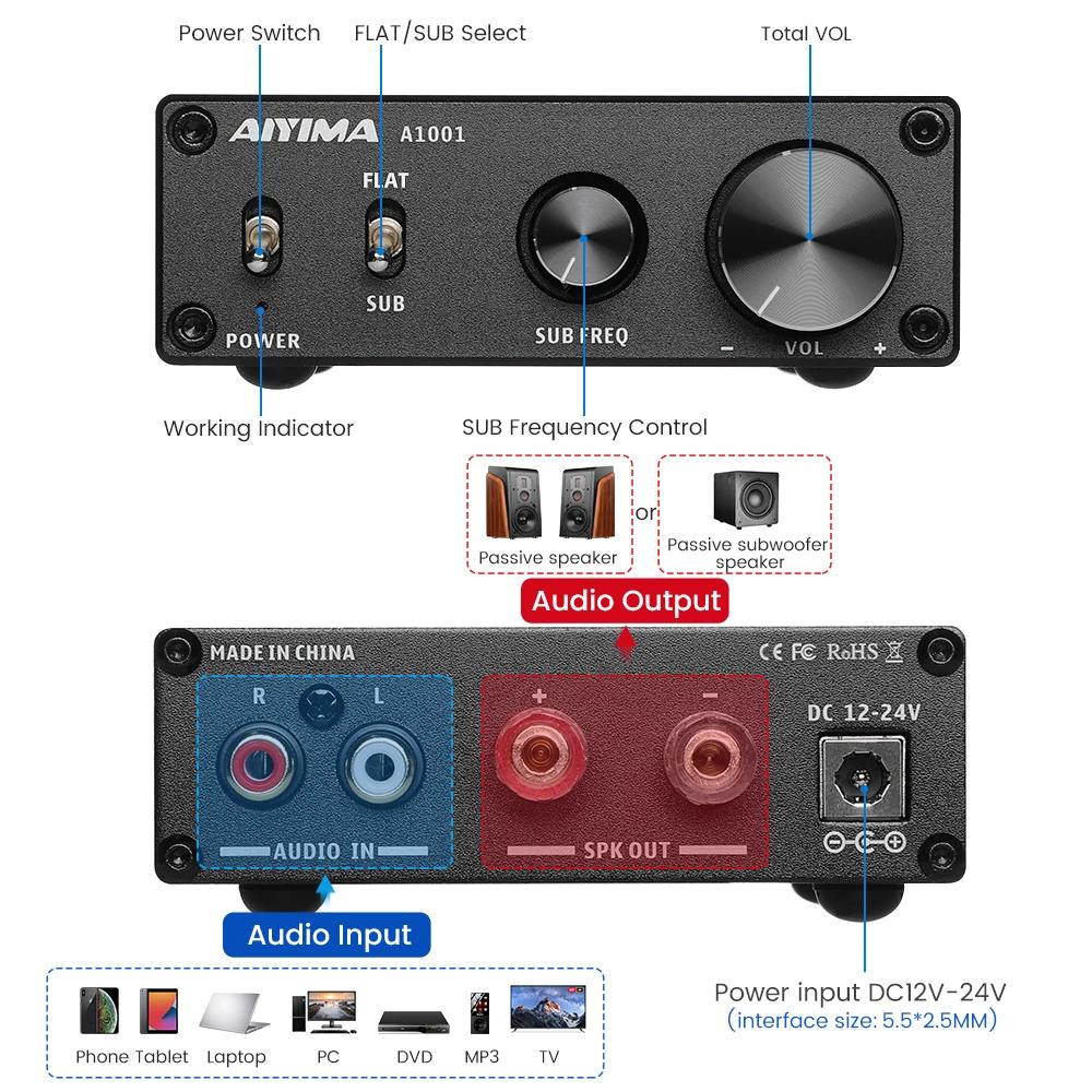 Amplificateur de subwoofer AIYIMA A1001 100W, amplificateur de puissance TPA3116, amplificateur de s