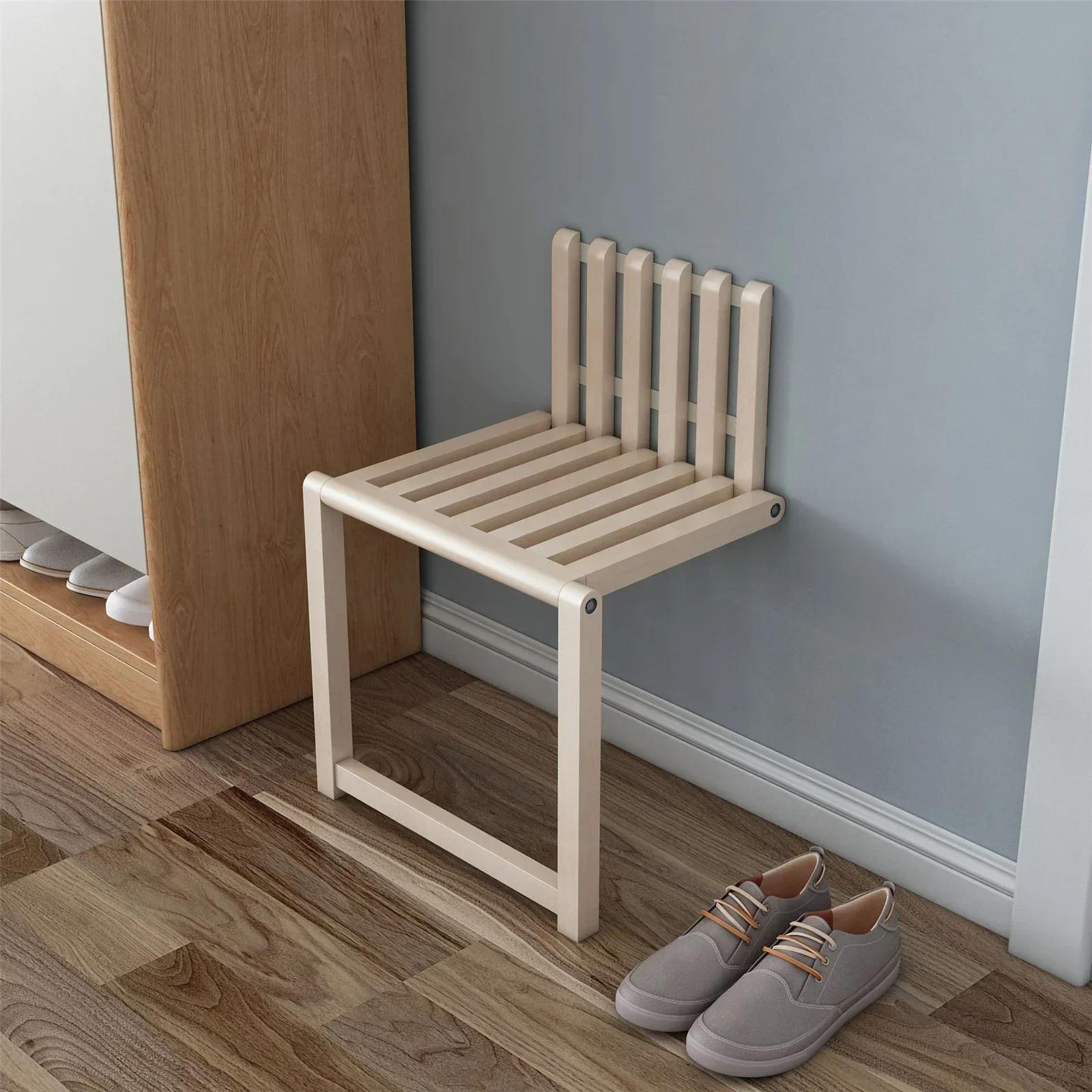 Chaise pliante murale en bois massif, pour porche, porte, armoires à chaussures, gain de place, sall