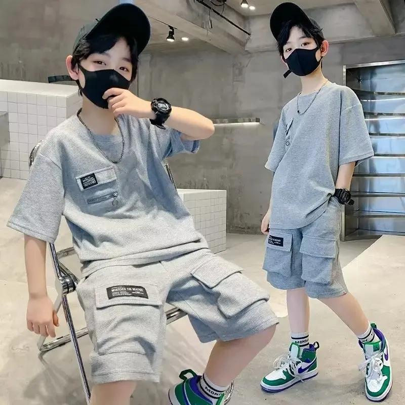 Ensemble d'été pour garçons, combinaison de sport pour enfants, nouvelle tenue à la mode, haut à man