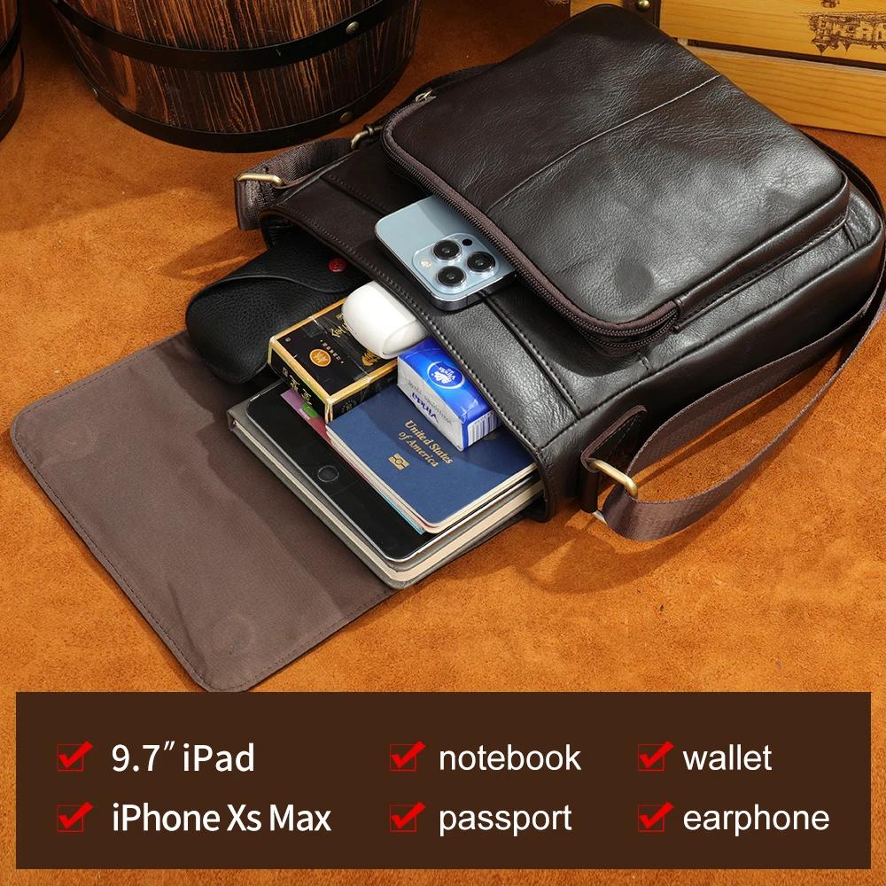 WESTAL sacs pour hommes en cuir véritable sac de messager bandoulière sacs à bandoulière pour homme