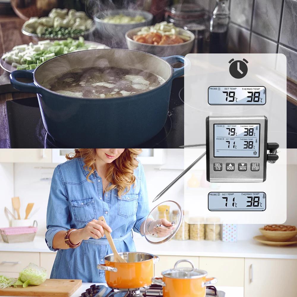 Therye.com numérique avec sonde en acier inoxydable, alarme de cuisine, minuterie de viande, mesure