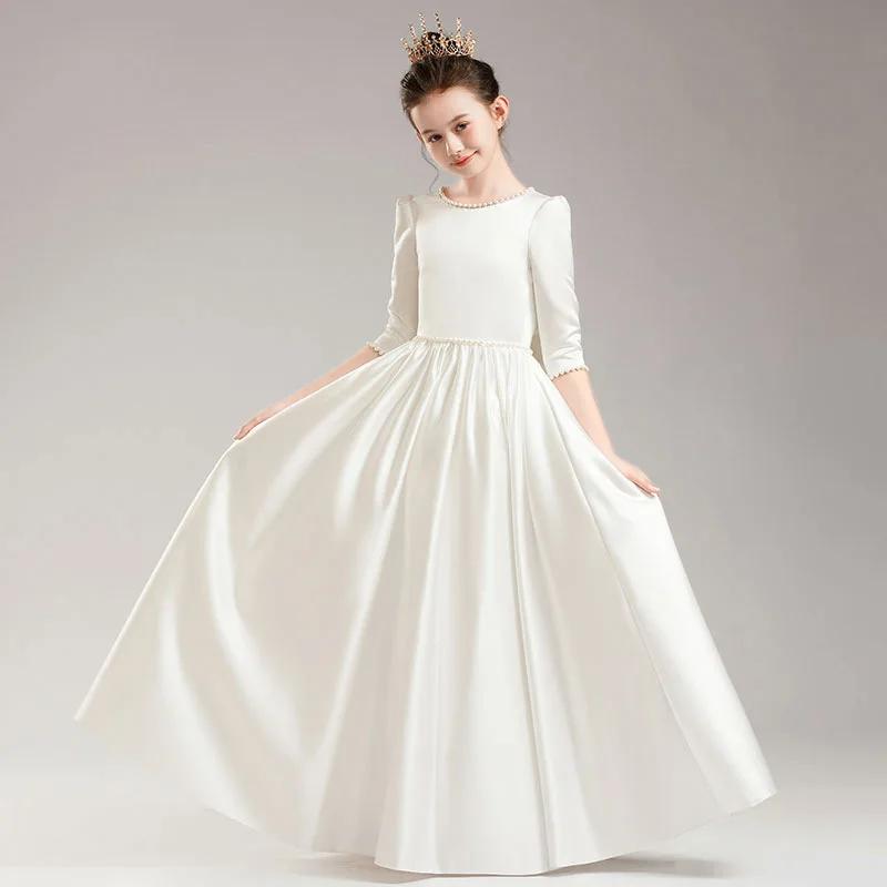 Robe de princesse élégante pour filles, robes de soirée pour enfants de 4 à 12 ans, vêtements blancs