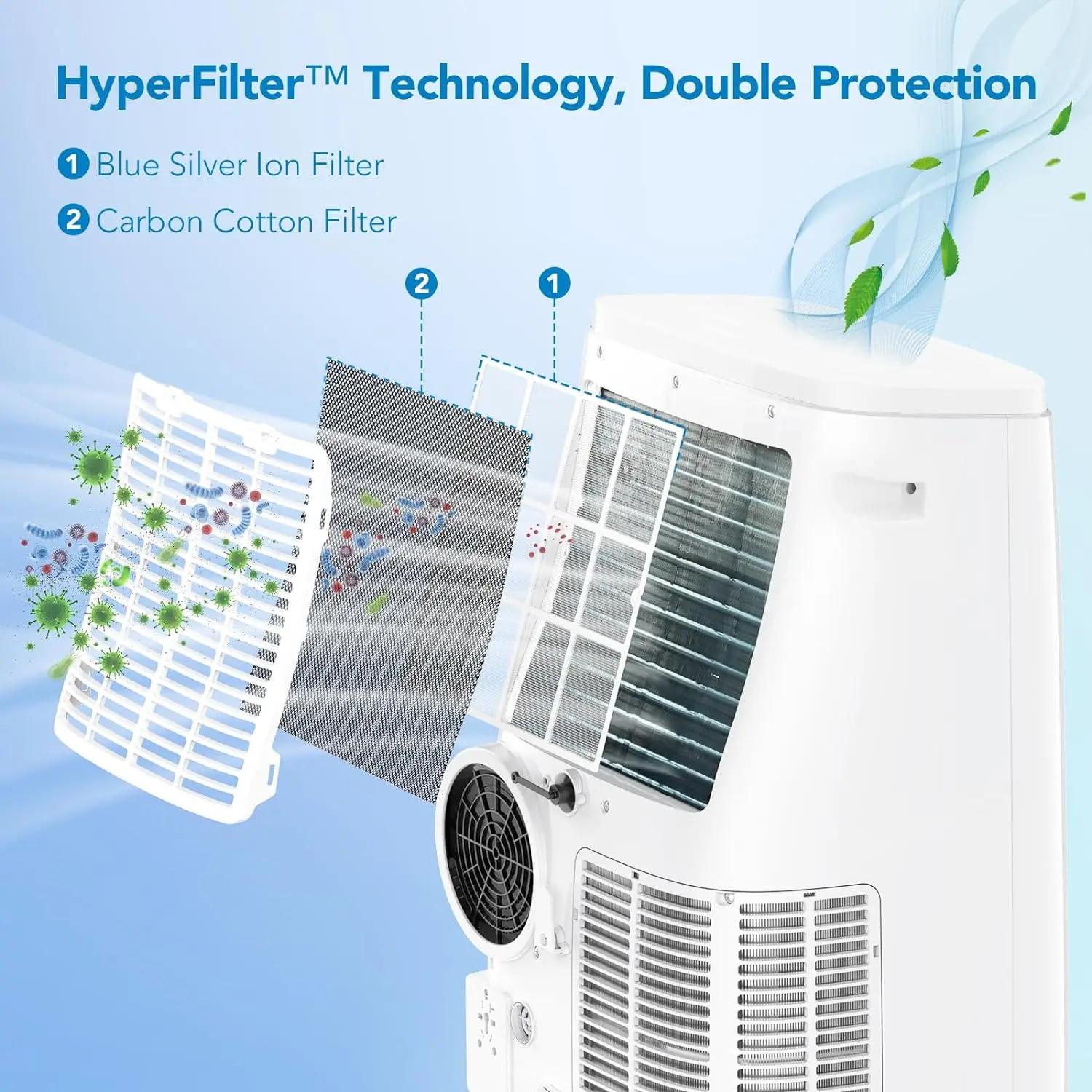 Climatiseur portable 3 en 1, 14,000 BTU, silencieux, avec télécommande, aquarelle intégrée, ventilat