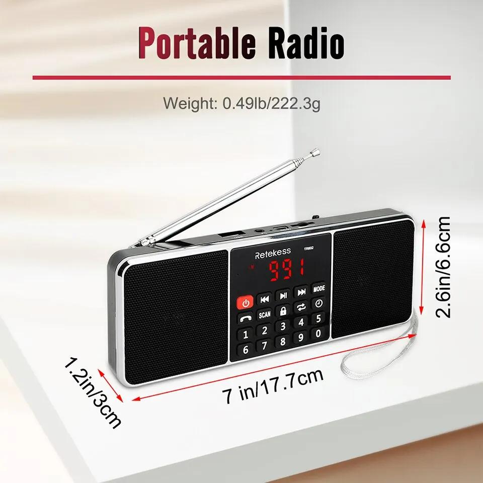 Numérique Portable Radio AM FM Bluetooth Haut-Parleur Stéréo Lecteur MP3 TF Carte SD Lecteur USB Mai