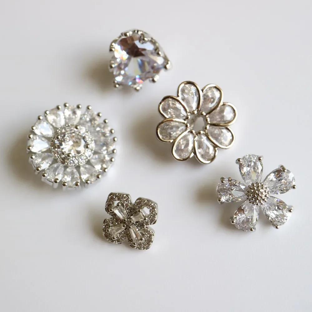Boutons en cristal de luxe, 5 pièces/lot, bouton en zircone cubique pour manteau, couture décorative