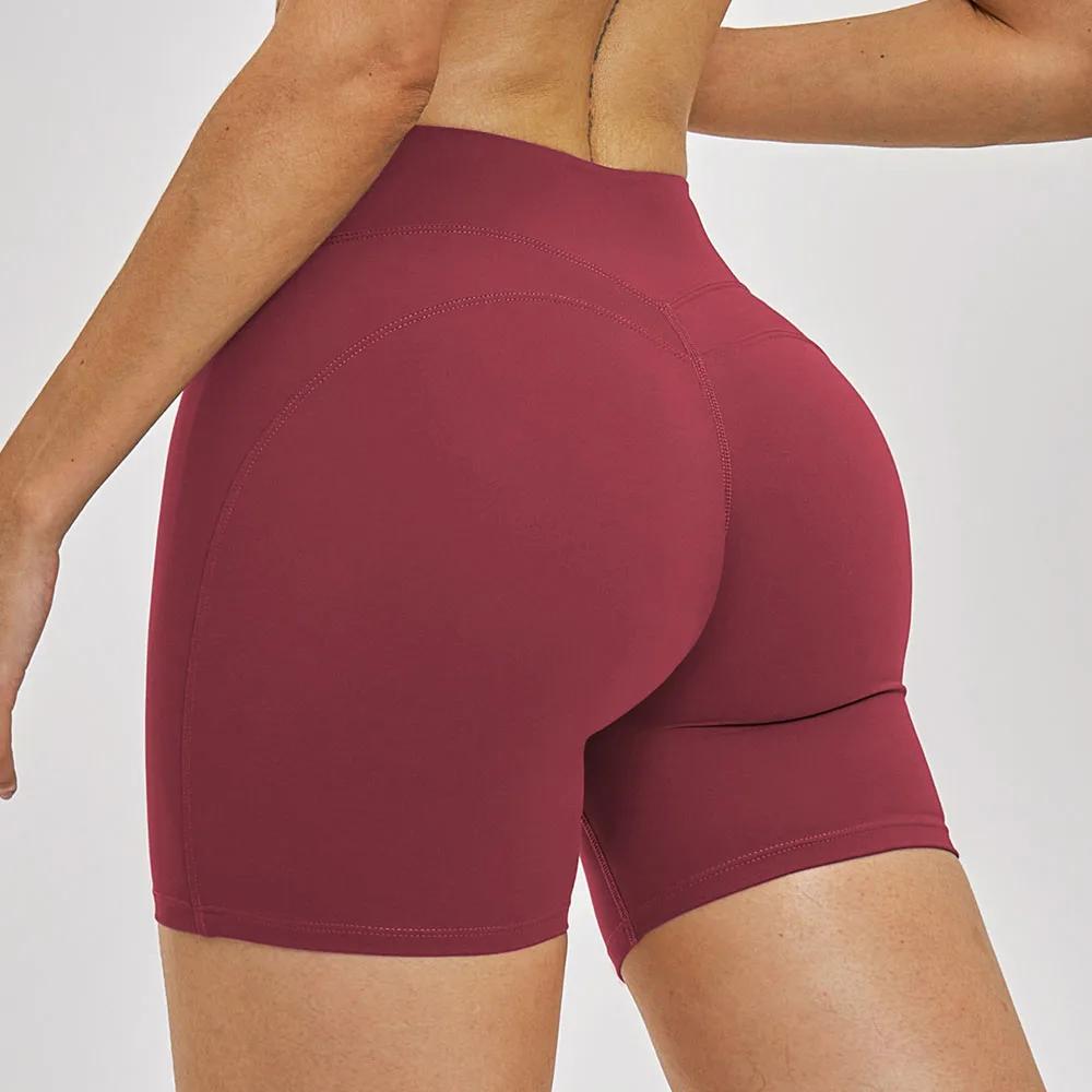 Shorts de yoga taille haute pour femme, couleur unie, pour le cyclisme et l'entraînement, shorts de