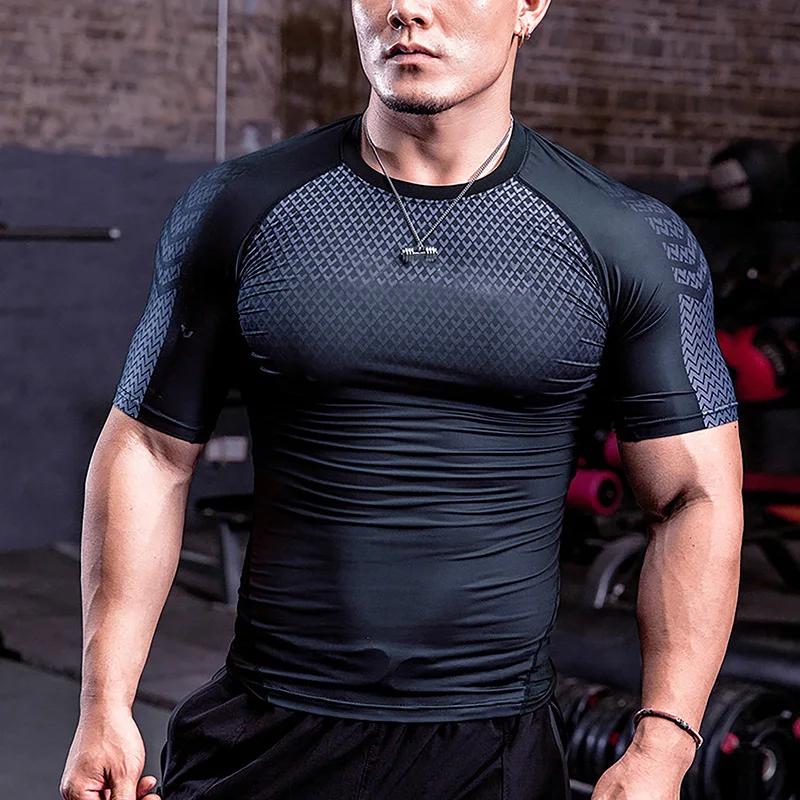 Chemises de Compression graphiques à manches courtes pour hommes, t-shirt d'entraînement de gymnasti