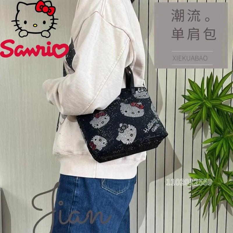 Hello Kitty nouveau diamant femmes sac à main marque de luxe mode femmes sac à bandoulière dessin an