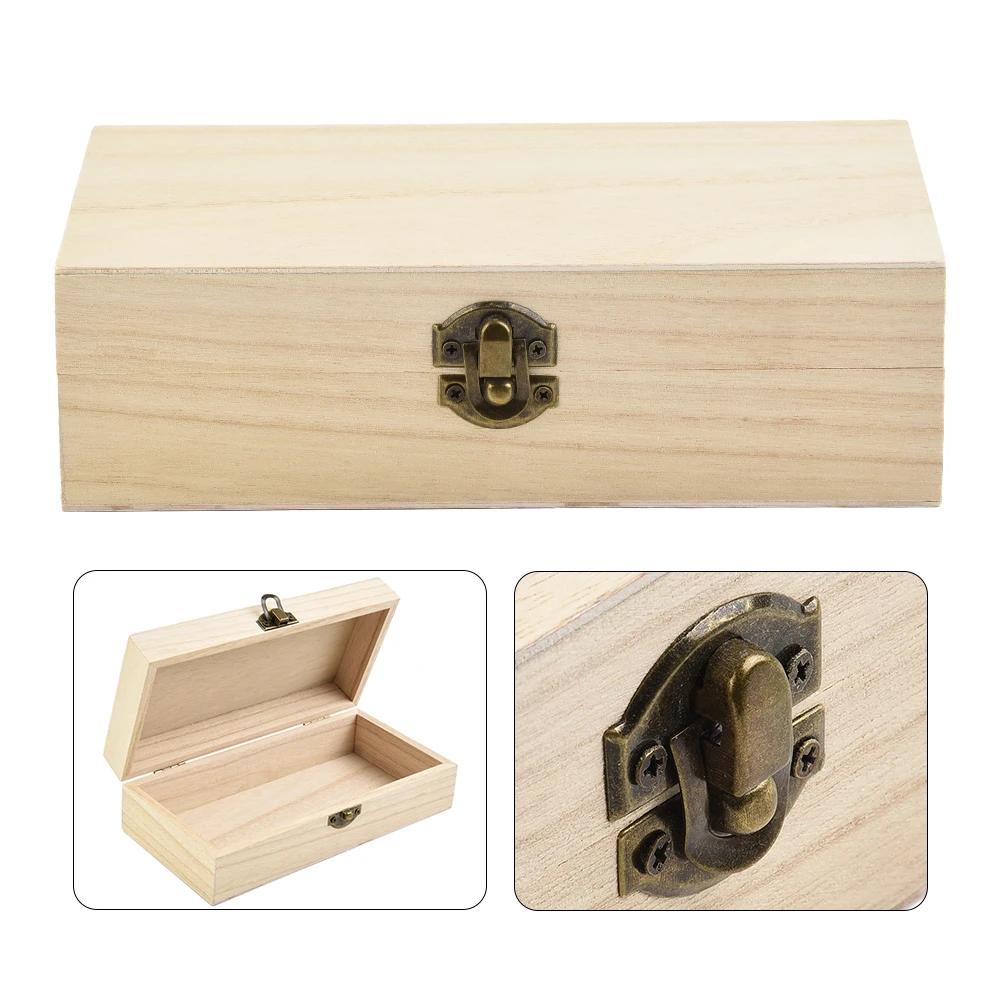 Boîte de rangement rectangulaire en bois, boîte à bijoux rétro, organisateur de bureau, conteneur à